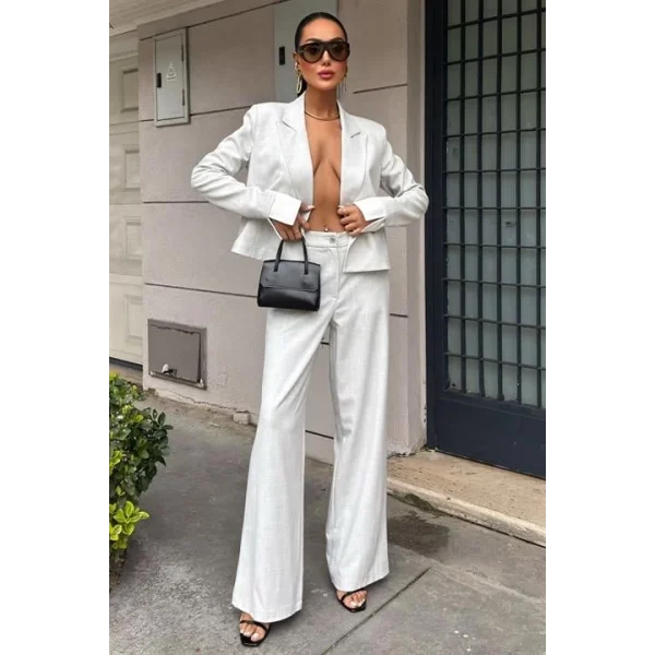 Manşetleri Garnili Kruvaze Ceketli Takım 10168