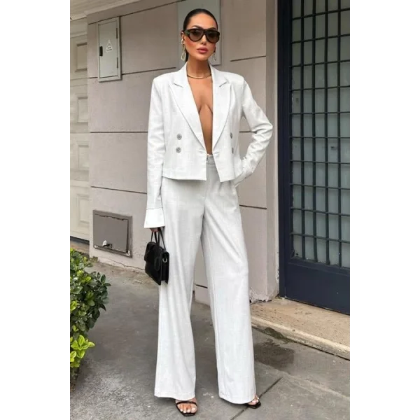 Manşetleri Garnili Kruvaze Ceketli Takım 10168