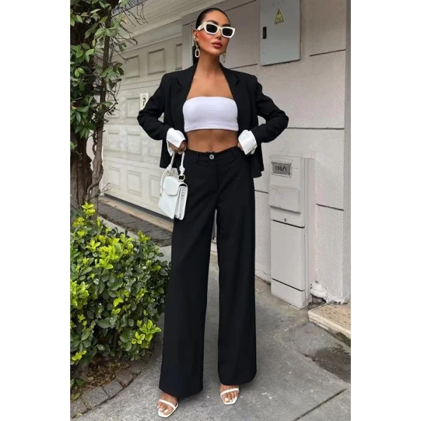 Manşetleri Garnili Kruvaze Ceketli Takım 10168