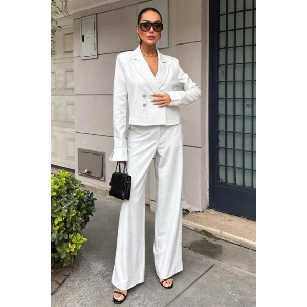 Manşetleri Garnili Kruvaze Ceketli Takım 10168