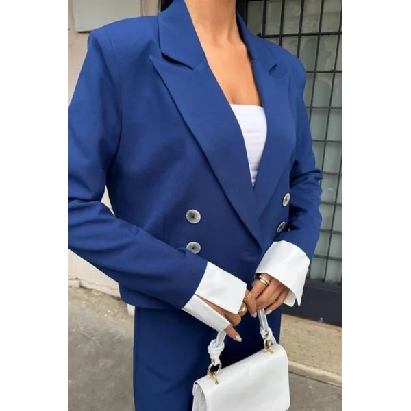 Manşetleri Garnili Kruvaze Ceketli Takım 10168