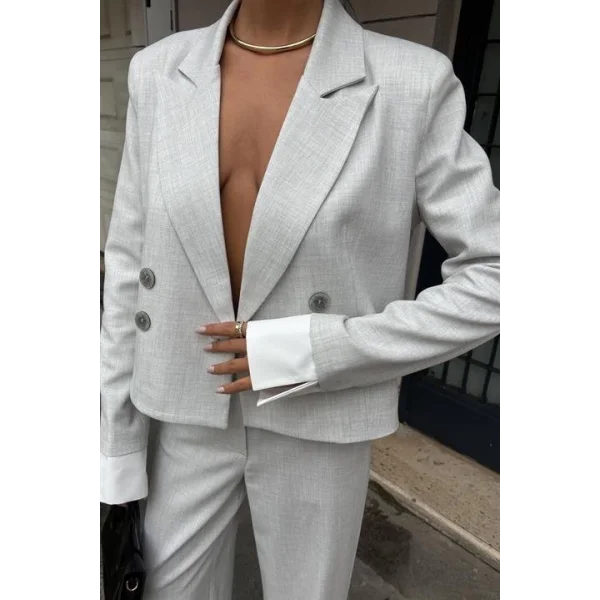 Manşetleri Garnili Kruvaze Ceketli Takım 10168