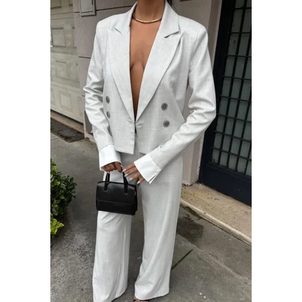 Manşetleri Garnili Kruvaze Ceketli Takım 10168