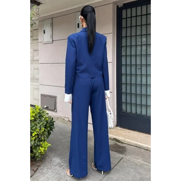 Manşetleri Garnili Kruvaze Ceketli Takım 10168