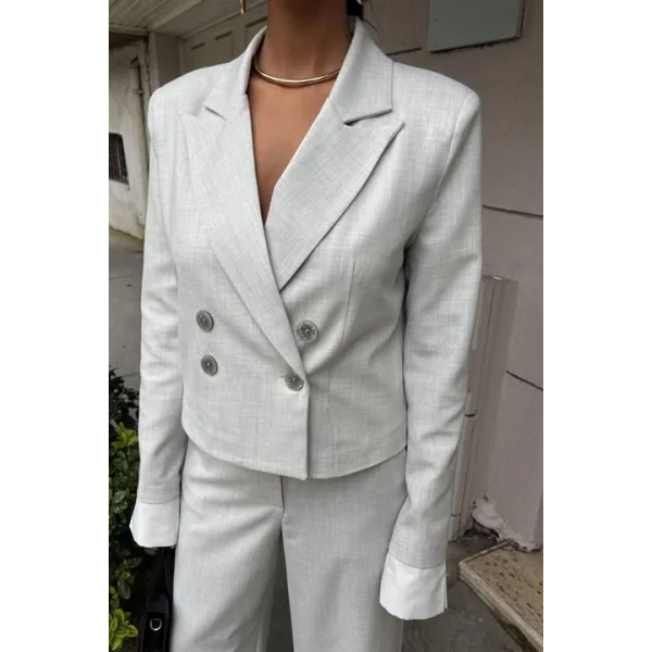 Manşetleri Garnili Kruvaze Ceketli Takım 10168