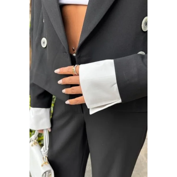 Manşetleri Garnili Kruvaze Ceketli Takım 10168