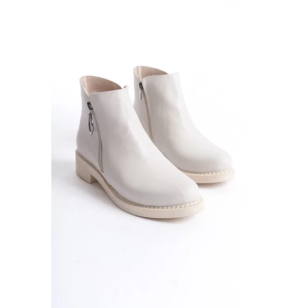 MARGARET Fermuarlı Ortopedik Taban Topuklu Kadın Bot  CKT - Krem