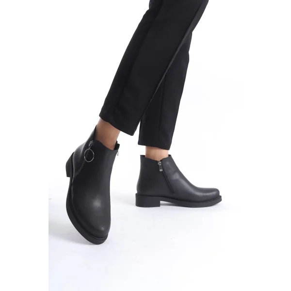 MARGARET Fermuarlı Ortopedik Taban Topuklu Kadın Bot - CST - Siyah