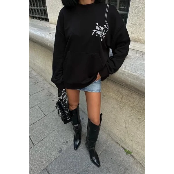 Marison Çiçek Nakışlı Sweatshirt 8050 -08