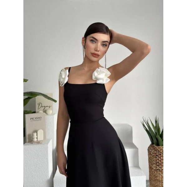 Matilda Gül İp Askılı Elbise