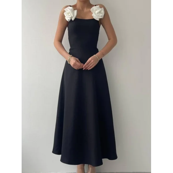 Matilda Gül İp Askılı Elbise