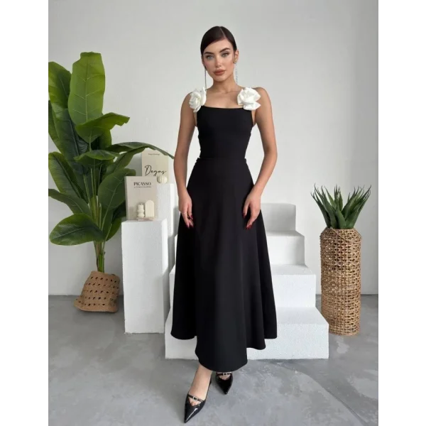 Matilda Gül İp Askılı Elbise