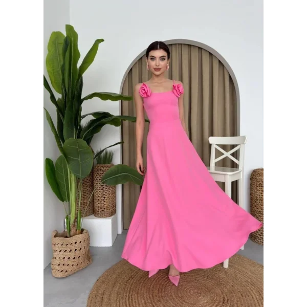 Matilda Gül İp Askılı Elbise