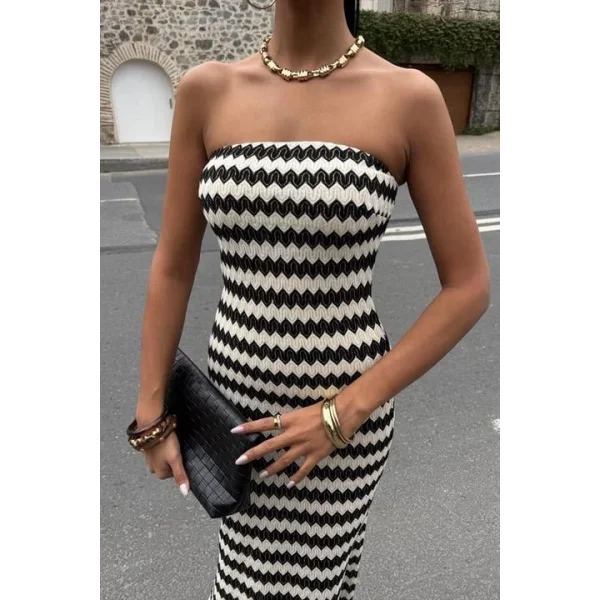 Maura Desenli Straplez Elbise 2770