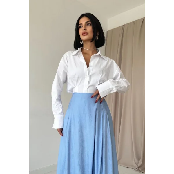 Mavi Çilek Kumaş Pantolon