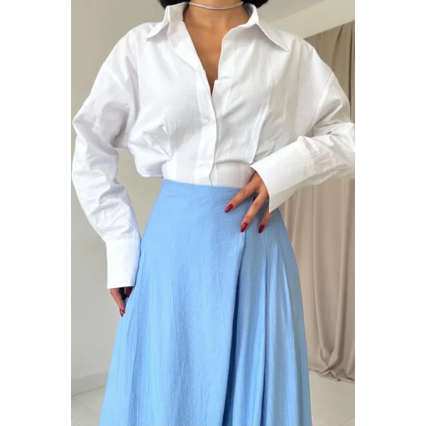 Mavi Çilek Kumaş Pantolon