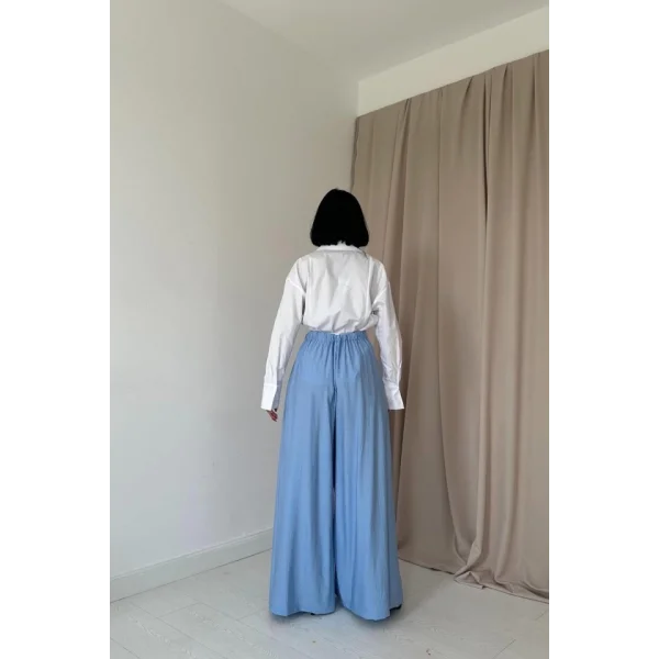 Mavi Çilek Kumaş Pantolon