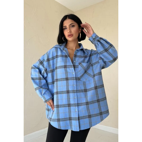 Mavi Ekose Desenli Gömlek