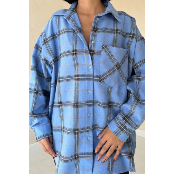 Mavi Ekose Desenli Gömlek