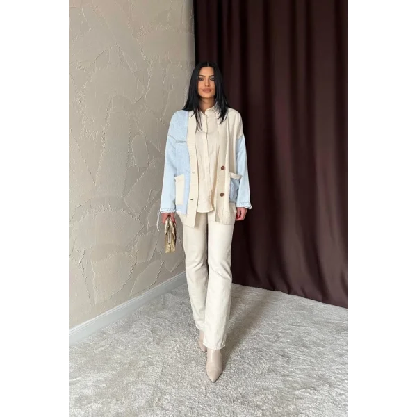 Mavi Garnili Kot Hırka