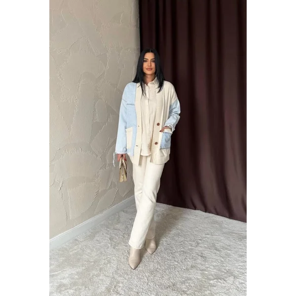 Mavi Garnili Kot Hırka