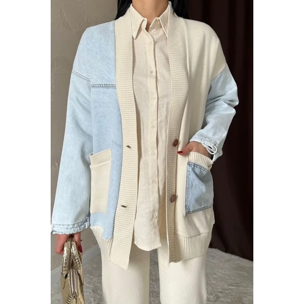 Mavi Garnili Kot Hırka