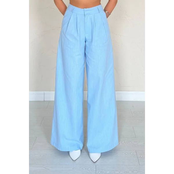 Mavi Önü Tek Düğmeli Ceket Pantolon Takım