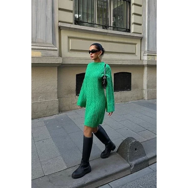 Melanie Örgü Desen Mini Elbise 2537-02