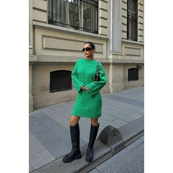 Melanie Örgü Desen Mini Elbise 2537-02