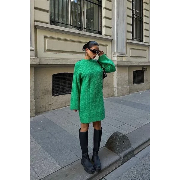 Melanie Örgü Desen Mini Elbise 2537-02