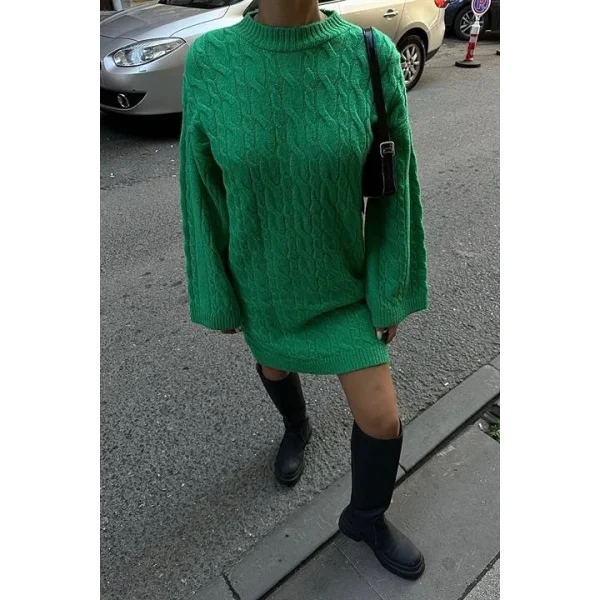 Melanie Örgü Desen Mini Elbise 2537-02