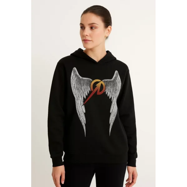 Metallica İki İplik Kapüşonlu Ön ve Arka Baskılı hoodie - Siyah