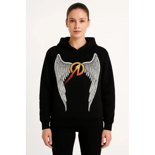 Metallica İki İplik Kapüşonlu Ön ve Arka Baskılı hoodie - Siyah