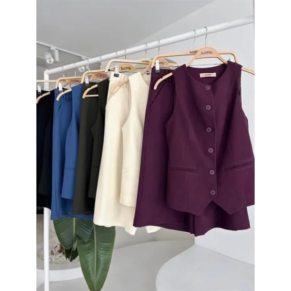 Midi Şortlu Ve Yelekli Viscon Takım 10167