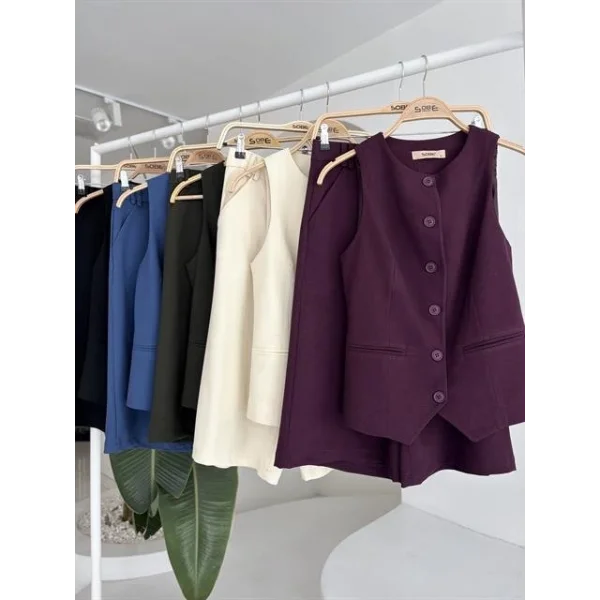 Midi Şortlu Ve Yelekli Viscon Takım 10167