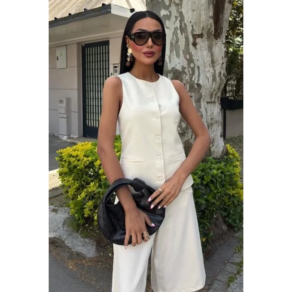 Midi Şortlu Ve Yelekli Viscon Takım 10167