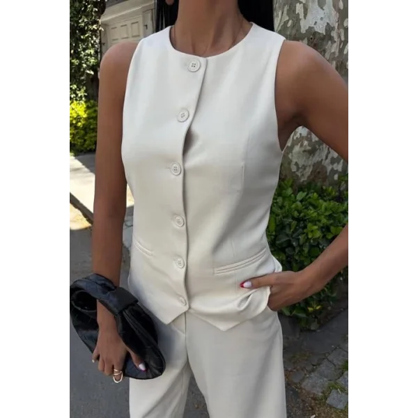 Midi Şortlu Ve Yelekli Viscon Takım 10167