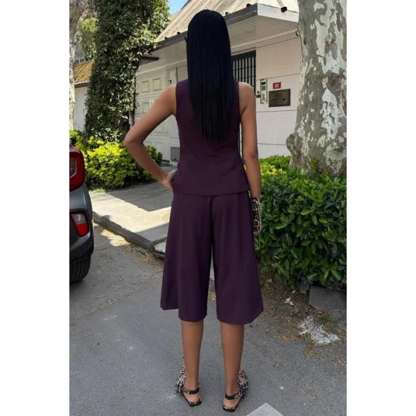 Midi Şortlu Ve Yelekli Viscon Takım 10167