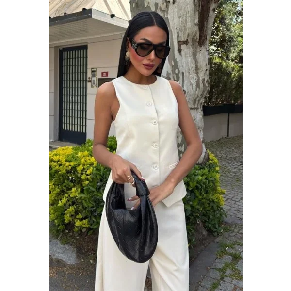 Midi Şortlu Ve Yelekli Viscon Takım 10167