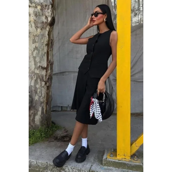 Midi Şortlu Ve Yelekli Viscon Takım 10167