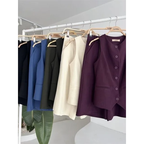 Midi Şortlu Ve Yelekli Viscon Takım 10167