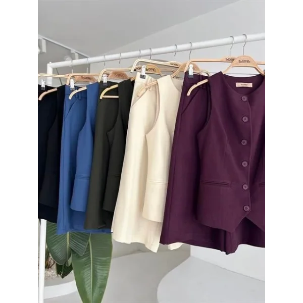 Midi Şortlu Ve Yelekli Viscon Takım 10167