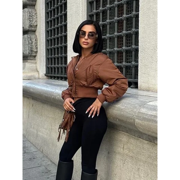 Miecka Crop Bomber Ceket 7022-8