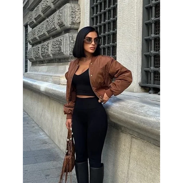 Miecka Crop Bomber Ceket 7022-8