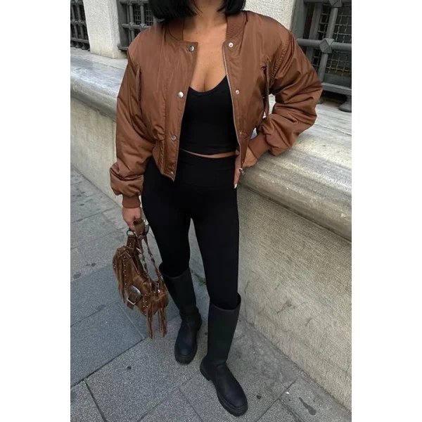 Miecka Crop Bomber Ceket 7022-8