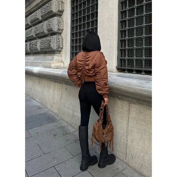 Miecka Crop Bomber Ceket 7022-8