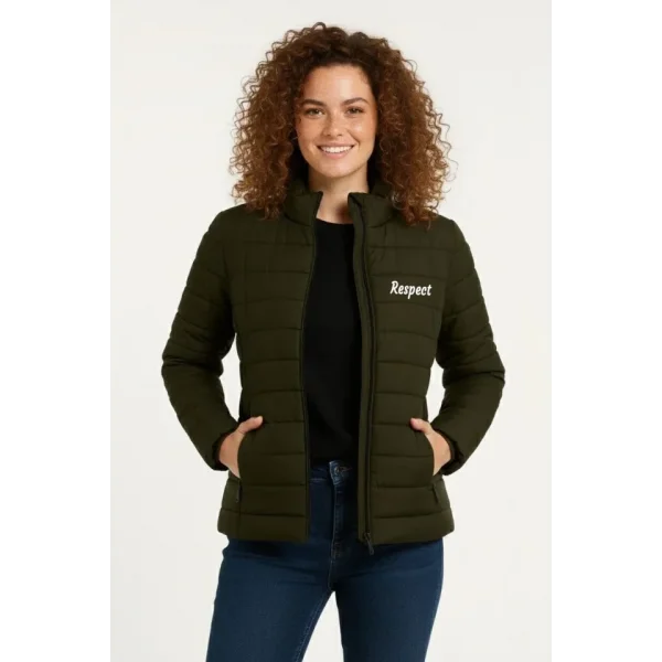 Mikro Su İtici Kapitone Baskılı Astarlı Fermuarlı Bomber Mont - Haki