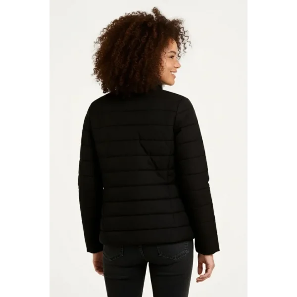 Mikro Su İtici Kapitone Baskılı Astarlı Fermuarlı Bomber Mont - Siyah