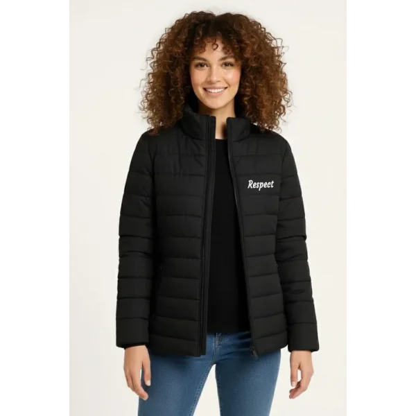 Mikro Su İtici Kapitone Baskılı Astarlı Fermuarlı Bomber Mont - Siyah