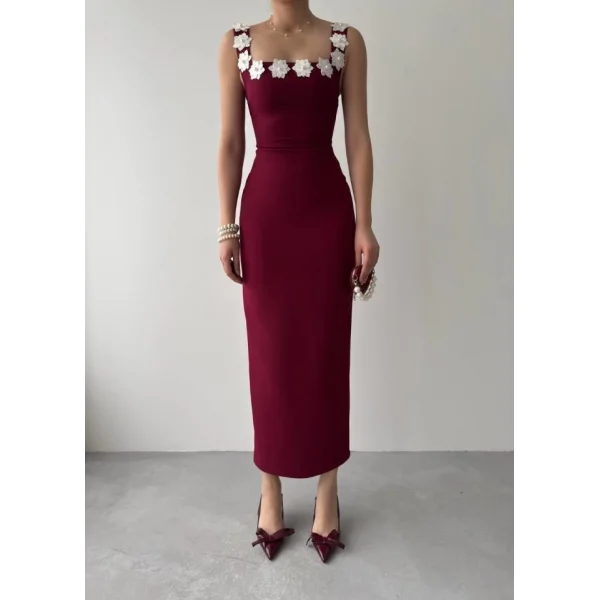 Mıng Çiçek Detaylı Elbise